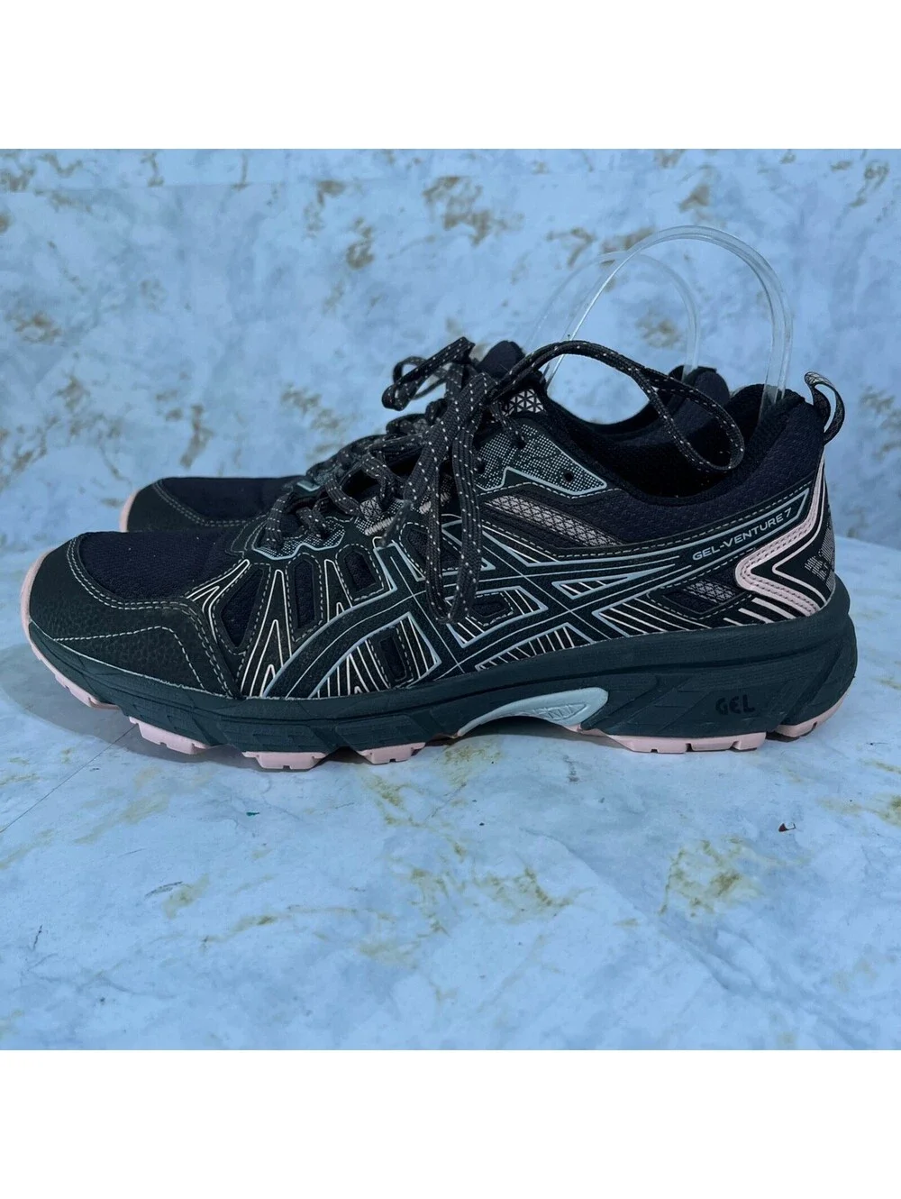 Asics Gel Venture 7 Womens Size 11 Running Shoes Gray Pink Trail Hiking Sneakers